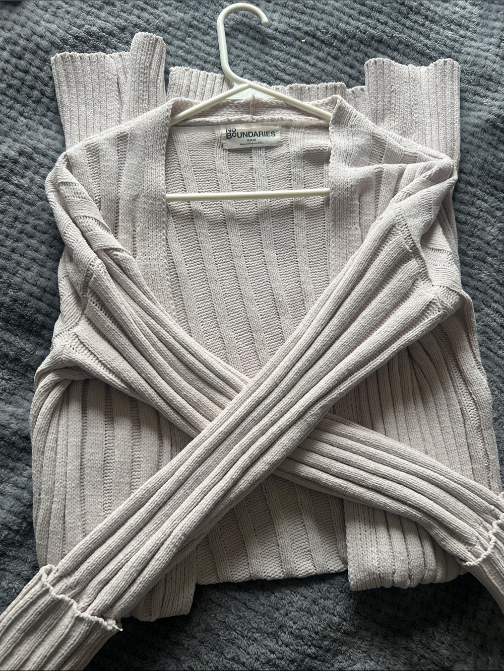 Women's Ribbed V-Neck Sweater Cardigan - Light Taupe